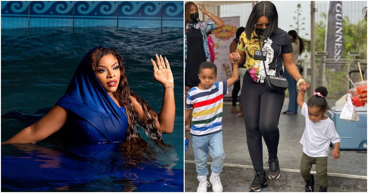 “See How Your Son Is Looking At You” – Laura Ikeji Receives Knocks As She Poses In Bikini In Front Of Kids