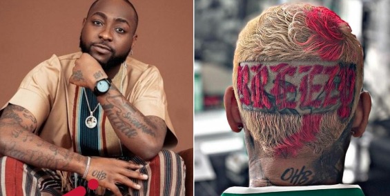 “Shey No Be Cultist Them Be?” – Matching Tattoos Of Davido And Chris Brown Leave Netizens Curious